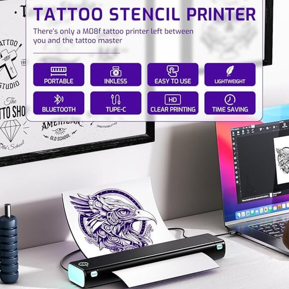 Phomemo M08F Ultra Wireless Tattoo Stencil Printer Stencil Printer for Tattooing - Picture 2 of 5